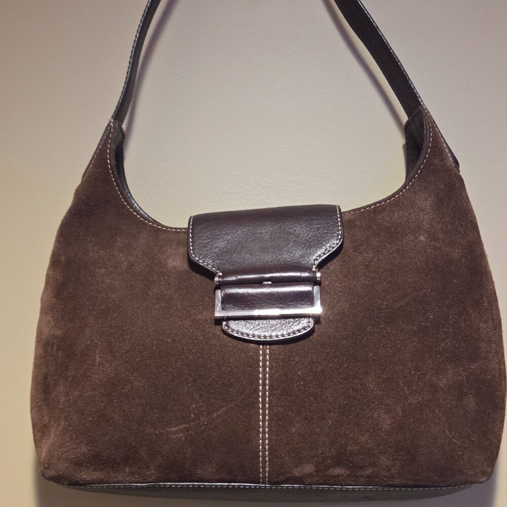 Cole Haan Brown Suede/Leather trim shoulder bag